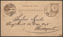 1892 Díjjegyes Levelezőlap RESICZA-VOJTEK Vasúti Bélyegzéssel - Other & Unclassified