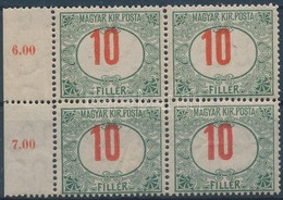 ** 1915 Pirosszámú Portó 10f ívszéli Négyestömb Elcsúszott értékszámokkal - Altri & Non Classificati