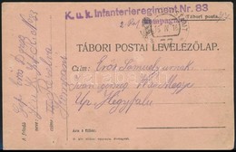 1916 Tábori Posta Levelezőlap 'K.u.k. INFANTERIEREGIMENT No.83.' +'FP 77a' - Andere & Zonder Classificatie