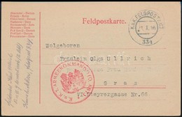 1916 Tábori Posta Levelezőlap 'K.u.k. 7. Armeekommando Q. Abt.' + 'FP 334' - Andere & Zonder Classificatie