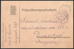 1916 Tábori Posta Levelezőlap, Piros 'S.M.S. SZAMOS' Dunai Flottilla Bélyegzéssel - Andere & Zonder Classificatie