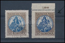 ** 1921 Koronás Madonna 50K Látványos Elfogazással + Támpéldány - Other & Unclassified