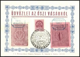 1941 Üdvözlet Az őszi Vásárról Alkalmi Levelezőlap 2 Db Levélzáróval és Emlékbélyegzéssel - Autres & Non Classés