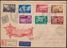 1951 Ötéves Terv Eredményei Sor Ajánlott, Légi FDC-n Az Egyesült Államokba - Sonstige & Ohne Zuordnung