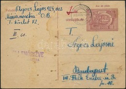 1953 40f Díjjegyes Levelezőlap Börtönből 'MÁRIANOSZTRA' - Other & Unclassified