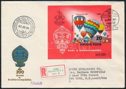 1983 200 éves A Ballonrepülés Vágott Blokk Futott Ajánlott FDC-n - Autres & Non Classés