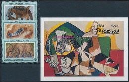 ** 1993 Picasso, Festmény Sor + Blokk,
Picasso, Painting Set + Block
Mi 1854-1856 + Mi 266 - Sonstige & Ohne Zuordnung