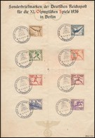 1936 Nyári Olimpia Sor Emléklapon Mi 609-616 RM Szignóval + Pecsétbélyeg - Other & Unclassified