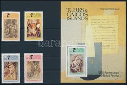 ** 1981 Picasso, Festmények Sor + Blokk,
Picasso, Paintings Set + Block
Mi 537-540 + Mi 31 - Other & Unclassified