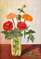 Deli Julianna (1962-): Legényvirágok. Olaj, Farost, Jelzett, Keretben, 49×33 Cm - Andere & Zonder Classificatie