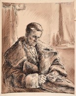 Komjáti-Wanyerka Gyula (1894-1958): Toll Faragó. Rézkarc, Papír, Jelzett, 21x17 Cm - Autres & Non Classés