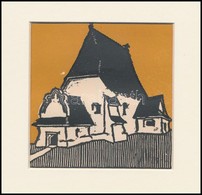 Kós Károly (1883-1977): Templom, Színes Linómetszet, Papír, Jelzés Nélkül, Paszpartuban, 10×10 Cm - Autres & Non Classés