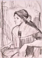 Mattioni Jelzéssel: Női Portré. Szén, Papír, 59×42 Cm - Sonstige & Ohne Zuordnung