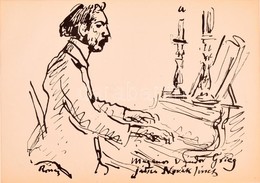 Rippl-Rónai József (1861-1927): Grieg. Cinkográfia, Papír, Jelzett A Cinkográfián, 24x17 Cm - Autres & Non Classés