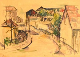 Urbán György (1936-2011): Utca Részlet. Akvarell, Papír, Jelzés Nélkül, üvegezett Keretben, 29×40 Cm - Sonstige & Ohne Zuordnung