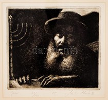 Olvashatatlan Jelzéssel: Jew, Rézkarc, Papír, Számozott (43/100), Paszpartuban, üvegezett Fa Keretben, 19×21 Cm - Other & Unclassified