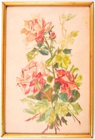 Jelzés Nélkül: Rózsák, Akvarell, Papír, üvegezett Fa Keretben, 37×25 Cm - Autres & Non Classés