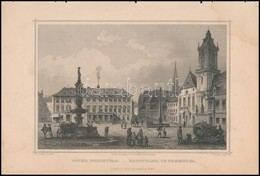Cca 1860 Ludwig Rohbock (1820-1883): Főtér Pozsonyban. Sarkán Folt / Pressburg. Acélmetszet. 17x14 Cm - Estampas & Grabados