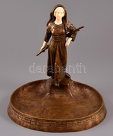 Cca 1910  Bécs, Peter Tereszczuk (1875-1963): Figurális Névjegykártyatartó. Bronz, Elefántcsont, Jelzett, M:28 Cm, 25×21 - Autres & Non Classés