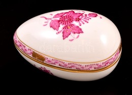 Herendi Apponyi Mintás Porcelán Tojás Alakú Dobozka, Kézzel Festett, Jelzett, Hibátlan, 11×7×6 Cm - Sonstige & Ohne Zuordnung