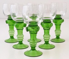 Jelzett (Eish) Borospohár ( 6db), Hibátlan, Csiszolt, M: 18 
Cm (6×) - Verre & Cristal