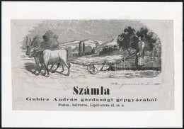 1864 Pest, Gubicz András Gazdasági Gépgyára Díszes Számla Fejléce, Kartonra Ragasztva - Unclassified