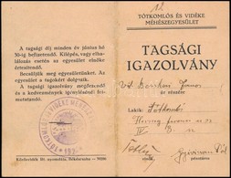 1940 Tótkomlós és Vidéke Méhész Igazolvány - Unclassified