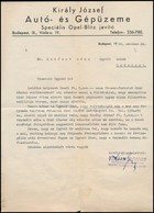 1948 Bp., Király József Autó- és Gépüzeme Fejléces Levélpapírjára írt Levél - Non Classés