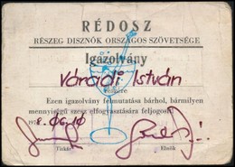 1978 RÉDOSZ RÉszeg Disznók Országos Szövetsége Igazolvány. - Non Classés