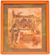 Cca 1920 Magyar Hiszekegy, Festett  Selyemkép, Foltos, Paszpartuban, üvegezett Fa Keretben, 40×26 Cm - Non Classés
