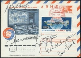 1975 A Szojuz-Apollo Program Résztvevőinek Aláírásai Emlékborítékon: Alekszej Leonov (1934- ), Valerij Kubaszov (1935-20 - Autres & Non Classés