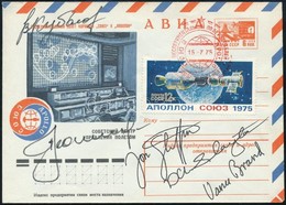 1975 A Szojuz-Apollo Program Résztvevőinek Aláírásai Emlékborítékon: Alekszej Leonov (1934- ), Valerij Kubaszov (1935-20 - Sonstige & Ohne Zuordnung