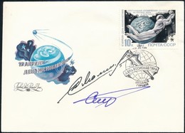 Jurij Malisev (1941-1999), Gennagyij Sztrekalov (1940-2004) Szovjet űrhajósok Aláírásai Emlékborítékon /
Signatures Of Y - Sonstige & Ohne Zuordnung