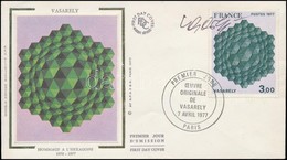 1977 Victor Vasarely Saját Kezű Aláírása Képét ábrázoló FDC-n - Andere & Zonder Classificatie