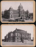Cca 1891 Prága, Rudolfinum és Nemzeti Múzeum épülete, 2 Db Keményhátó Fotó, A Kartonok Sarkai Kopottak, Kissé Sérültek,  - Andere & Zonder Classificatie