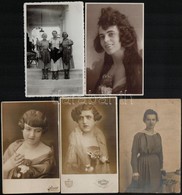 Cca 1929-1940 Hölgyek, 5 Db Fotólap, 9×14 Cm - Altri & Non Classificati