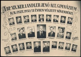 1951 Budapest, Landler Jenő Gimnázium Tanárai és Végzett Hallgatói, Kistabló Nevesített Portrékkal, 14,8x21 Cm - Andere & Zonder Classificatie