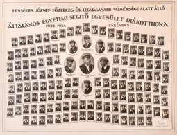 1934 Budapest, Általános Egyetemi Segítő Egyesület Diákotthona, Kistabló Nevesített Portrékkal, 16,5x22 Cm, Karton 24,5x - Andere & Zonder Classificatie