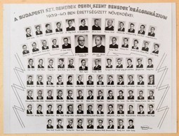 1940 Budapest, Szent Benedek Reálgimnázium Tanárai és Végzett Tanulói, Kistabló Nevesített Portrékkal, 17x22,5 Cm, Karto - Autres & Non Classés