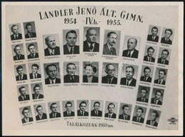 1955 Budapest, Landler Jenő Gimnázium Tanárai és Végzett Hallgatói, Kistabló Nevesített Portrékkal, Felületén Törésvonal - Other & Unclassified