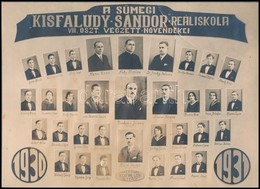 1931 A Sümegi Kisfaludy Sándor Reáliskola VIII. Oszt. Végzett Növendékei, Tablófotó, Felületén Törésnyomokkal, 19×24 Cm - Other & Unclassified