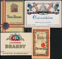 Cca 1930 4 Db Italcímke: Somogyi Miklós Csemege Vörös, Krém Likőr, Tea Rum, Legfinomabb Brandy, 7x10 és 8,5x11,5 Cm Közö - Advertising