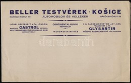 Cca 1920 Beller Tesvérek Košice Díszes Fejléces Papír - Reclame