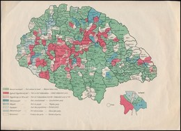 Cca 1915 Az 1910-es Országgyűlési Választások Eredményei, Térkép, Jelmagyarázattal, 21×29 Cm - Autres & Non Classés