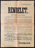 1904 Nagyszalontai Főszolgabíró A Közerkölcs Helyreállításra Vonatkozó Rendelete. Nagyszalonta, Székely J. Jenő, A Hátol - Unclassified