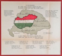 Cca 1925 A Mi Hazánk Irredenta Nyomat A Himnusz Soraival Paszpartuban 24x22 Cm - Unclassified