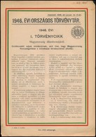 1946 Az I. Törvénycikk, Magyarország államformájáról. Különlenyomat. 4p. - Zonder Classificatie