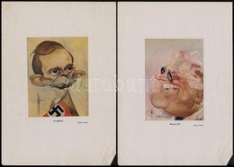 Wittman Rezső (Gatto Nero, 1889-1972) 14 Db Politikuskarikatúrája: Churchill, Hitler, Gandhi, Sztójay, Laval, Csang Kai  - Non Classés