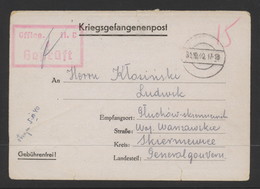 KRIEGSGEFANGENENPOST NAZI GERMANY THIRD REICH WW2 PRISONER OF WAR POW CAMP OFLAG IIC WOLDENBERG DOBIEGNIEW TO GLUCHOW GG - Gevangenkampen