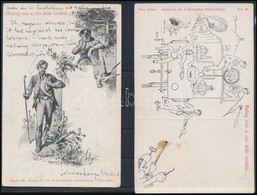 ** 2 Db RÉGI Studentika Művészlap Albumlapon; A Selmeci Diákéletből, Joerges Rsz. 15. és 47. / 2 Pre-1945 Studentica Art - Zonder Classificatie